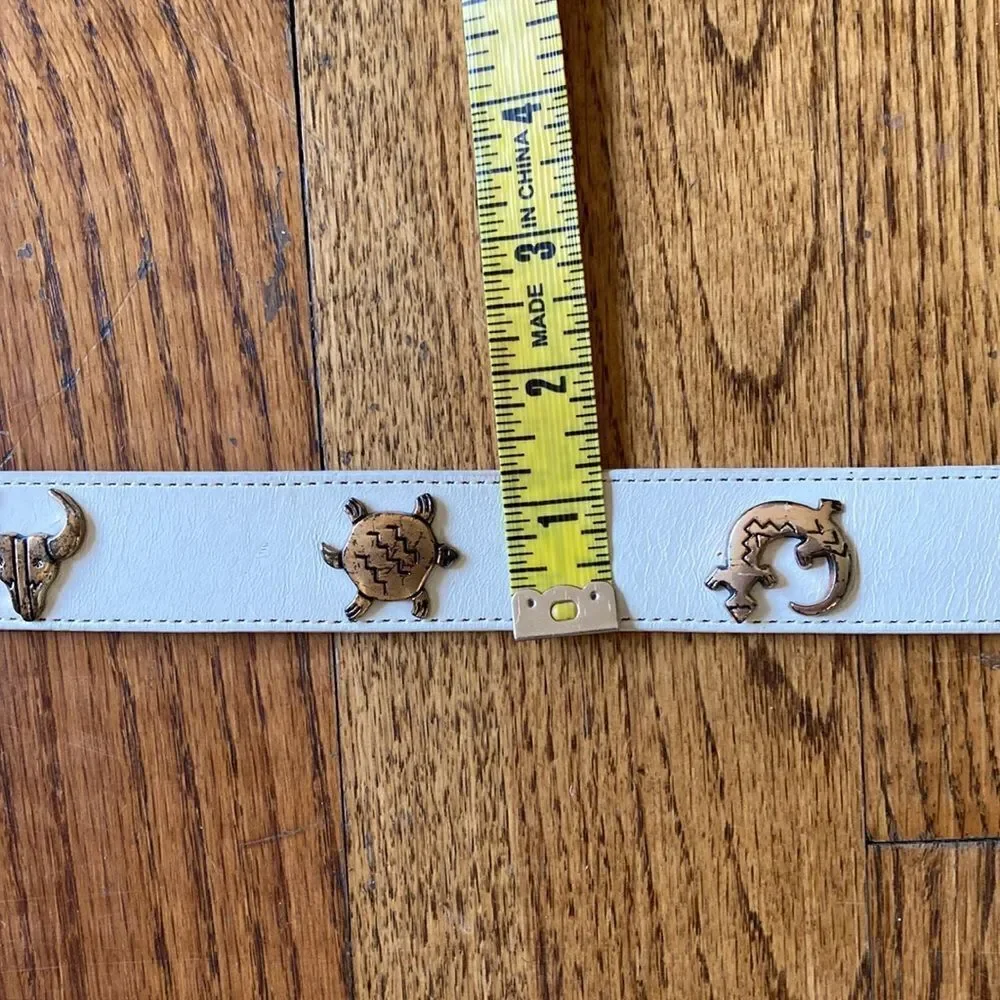 Vintage Southwestern Rodeo Boho Silver Creek Leather 90’s Y2K Embellished Belt